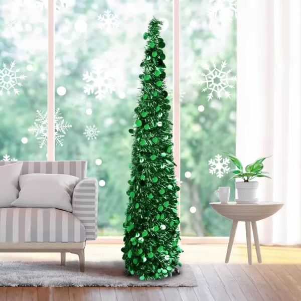Aytai 5ft Collapsible Christmas Tree Green Tinsel Coastal Christmas Tree for Holiday DecorationsAytai 5ft Collapsible Christmas Tree Green Tinsel Coastal Christmas Tree for Holiday Decorations