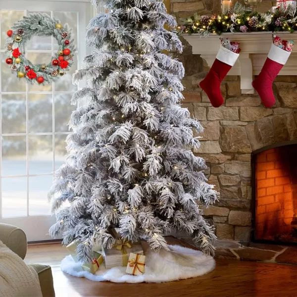 Aytai Christmas Tree Skirt 48 Inch White Faux Fur Christmas Tree Skirt Luxury Tree Skirts for Holiday Christmas Decorations36IN