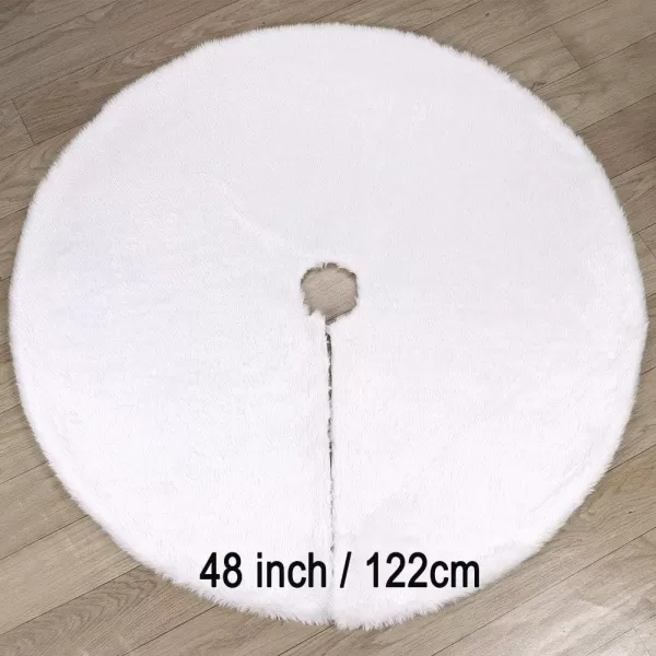 Aytai Christmas Tree Skirt 48 Inch White Faux Fur Christmas Tree Skirt Luxury Tree Skirts for Holiday Christmas Decorations48 inches
