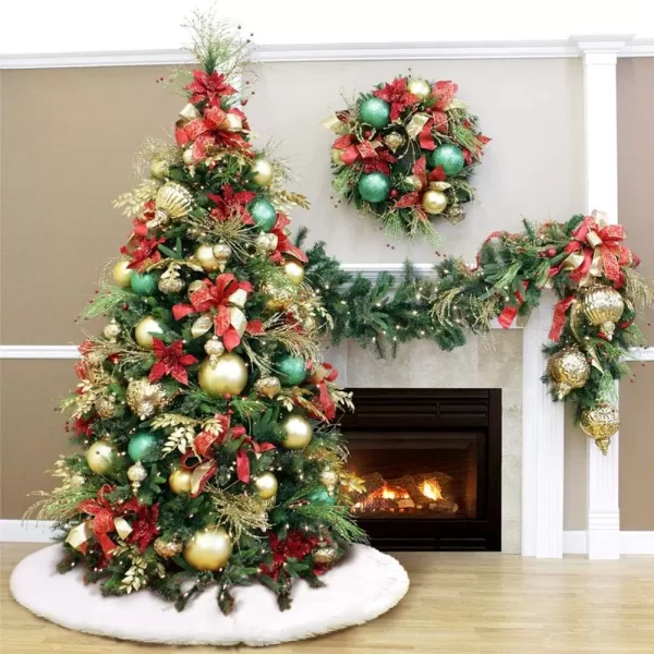 Aytai Christmas Tree Skirt 48 Inch White Faux Fur Christmas Tree Skirt Luxury Tree Skirts for Holiday Christmas Decorations48 inches