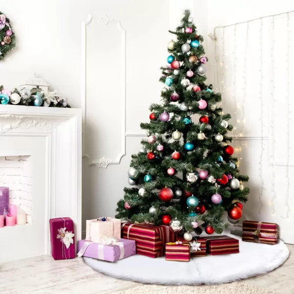 Aytai Christmas Tree Skirt 48 Inch White Faux Fur Christmas Tree Skirt Luxury Tree Skirts for Holiday Christmas Decorations48 inches