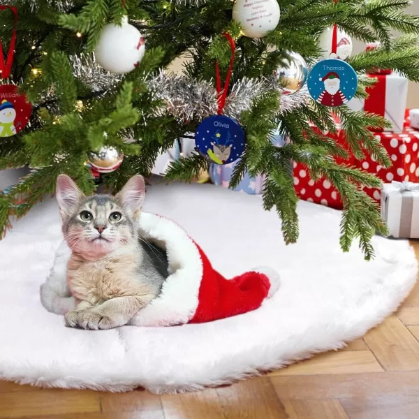Aytai Christmas Tree Skirt 48 Inch White Faux Fur Christmas Tree Skirt Luxury Tree Skirts for Holiday Christmas Decorations48 inches