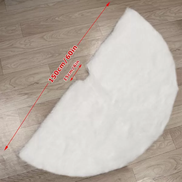 Aytai Christmas Tree Skirt 48 Inch White Faux Fur Christmas Tree Skirt Luxury Tree Skirts for Holiday Christmas Decorations60IN