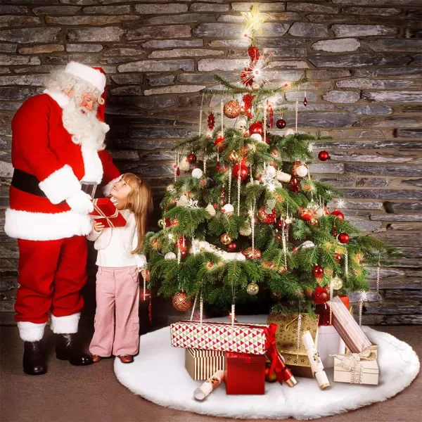 Aytai Christmas Tree Skirt 48 Inch White Faux Fur Christmas Tree Skirt Luxury Tree Skirts for Holiday Christmas Decorations60IN