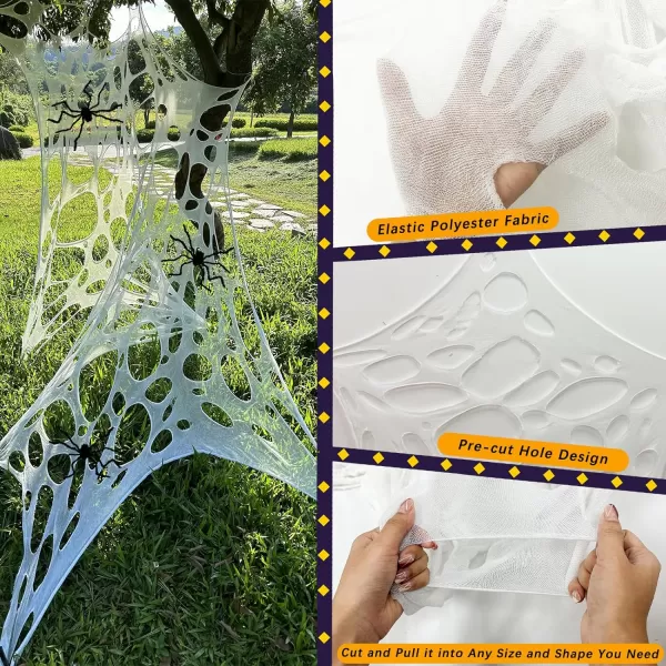 OurWarm 26FT Halloween Spider Web Decoration Outdoor Giant Stretchy Gauze Cobwebs PreCut Beef Netting Spider Webbing for Indoor Outdoor Halloween Yard Party Haunted House Decor78x315 inches
