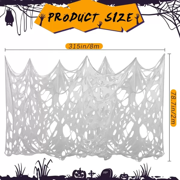 OurWarm 26FT Halloween Spider Web Decoration Outdoor Giant Stretchy Gauze Cobwebs PreCut Beef Netting Spider Webbing for Indoor Outdoor Halloween Yard Party Haunted House Decor78x315 inches