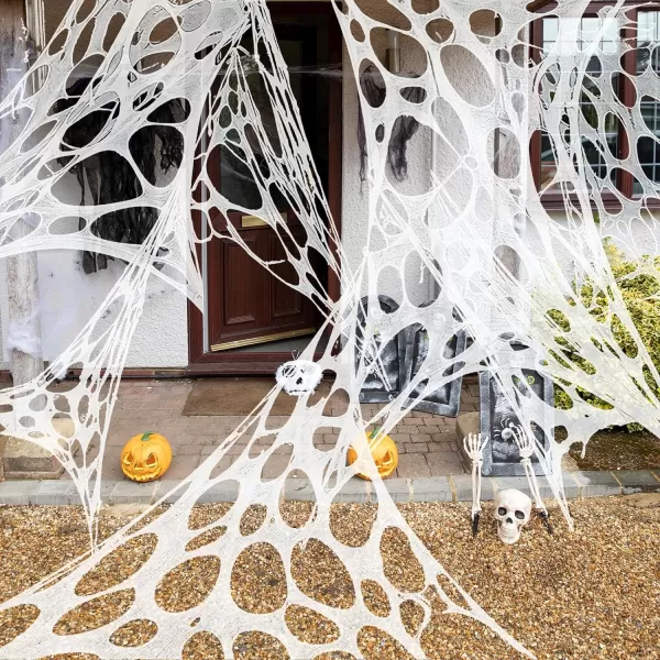 OurWarm 26FT Halloween Spider Web Decoration Outdoor Giant Stretchy Gauze Cobwebs PreCut Beef Netting Spider Webbing for Indoor Outdoor Halloween Yard Party Haunted House Decor78x157 inches