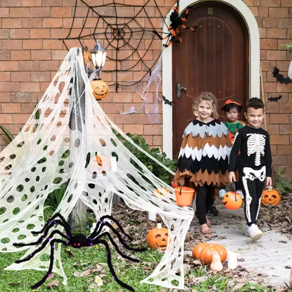 OurWarm 26FT Halloween Spider Web Decoration Outdoor Giant Stretchy Gauze Cobwebs PreCut Beef Netting Spider Webbing for Indoor Outdoor Halloween Yard Party Haunted House Decor78x315 inches