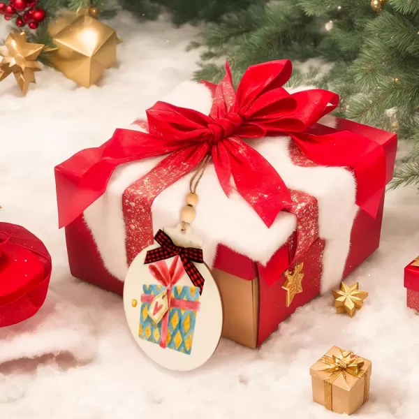 OurWarm 50pcs Round Christmas Wooden Ornaments for Crafts 4 Unfinished Wood Ornaments Blank Predrilled Natural Wood Slices DIY Christmas Tree Ornaments Hanging DecorationsWoodFabric