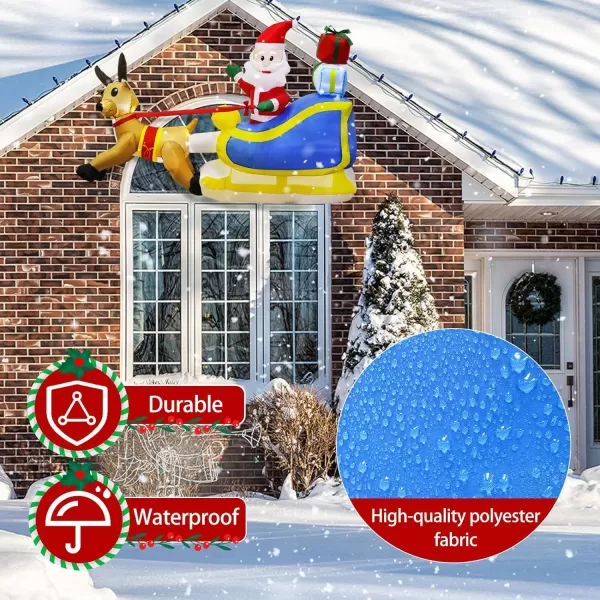 OurWarm 5FT Christmas Inflatables Outdoor Decorations Reindeer Santa Broke Out Window Inflatable Christmas Blow up Yard Decorations Inflatable Christmas Decorations for Windows Outdoor Party Decor5FT Reindeer Santa