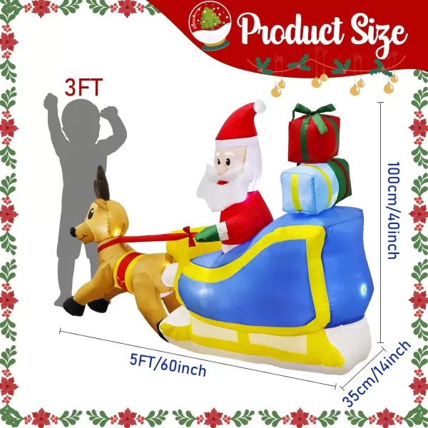 OurWarm 5FT Christmas Inflatables Outdoor Decorations Reindeer Santa Broke Out Window Inflatable Christmas Blow up Yard Decorations Inflatable Christmas Decorations for Windows Outdoor Party Decor5FT Reindeer Santa