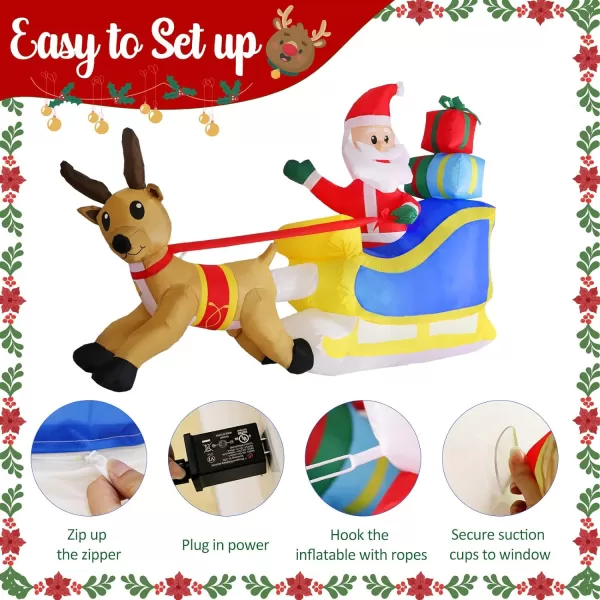 OurWarm 5FT Christmas Inflatables Outdoor Decorations Reindeer Santa Broke Out Window Inflatable Christmas Blow up Yard Decorations Inflatable Christmas Decorations for Windows Outdoor Party Decor5FT Reindeer Santa