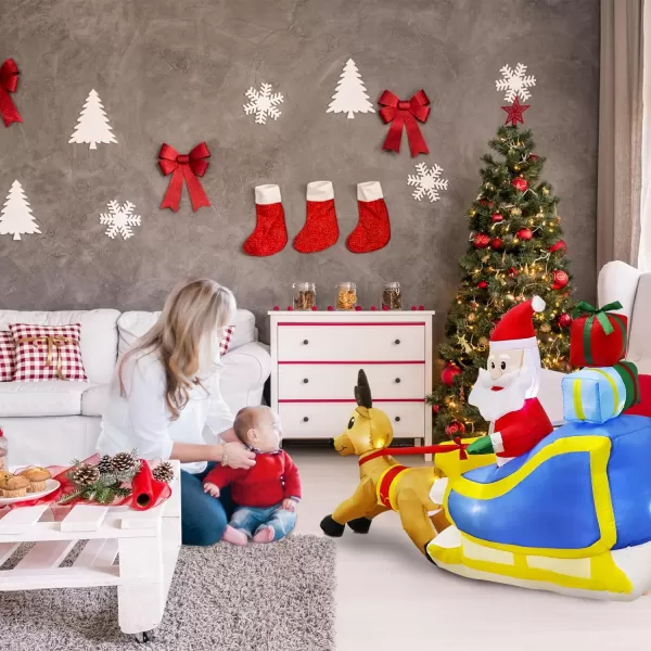 OurWarm 5FT Christmas Inflatables Outdoor Decorations Reindeer Santa Broke Out Window Inflatable Christmas Blow up Yard Decorations Inflatable Christmas Decorations for Windows Outdoor Party Decor5FT Reindeer Santa