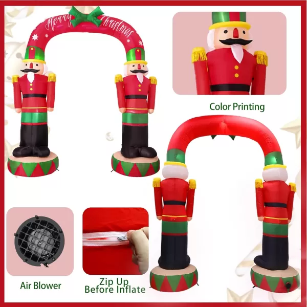 OurWarm 8FT Christmas Inflatables Candy Cane Archway Santa Penguin and Snowman Inflatable Arch Blow Up Yard Decorations with Builtin LED Lights Outdoor Yard Lawn Garden Party Holiday Xmas DecorNutcracker Soldier