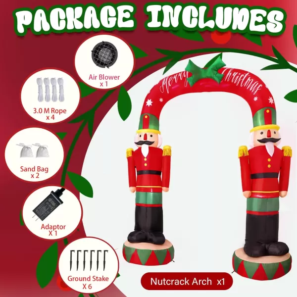 OurWarm 8FT Christmas Inflatables Candy Cane Archway Santa Penguin and Snowman Inflatable Arch Blow Up Yard Decorations with Builtin LED Lights Outdoor Yard Lawn Garden Party Holiday Xmas DecorNutcracker Soldier