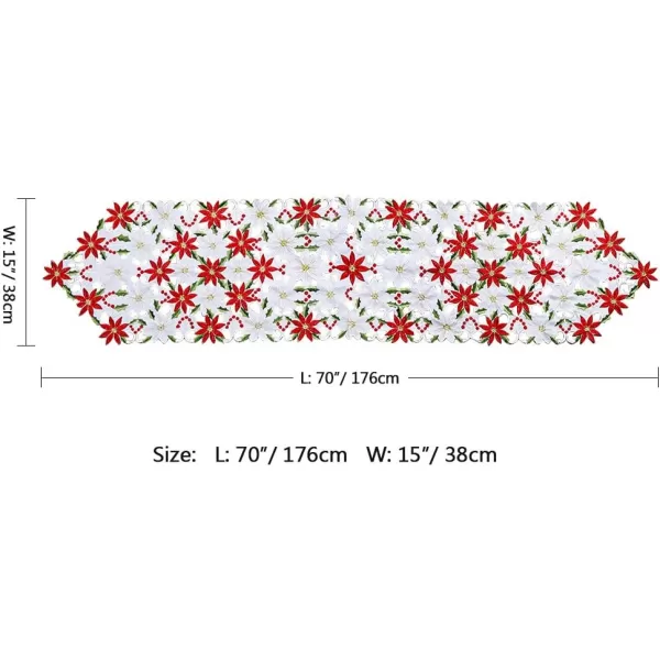 OurWarm Christmas Embroidered Table Runners Poinsettia Holly Leaf Table Linens for Christmas Decorations 15 x 70 InchOurWarm Christmas Embroidered Table Runners Poinsettia Holly Leaf Table Linens for Christmas Decorations 15 x 70 Inch