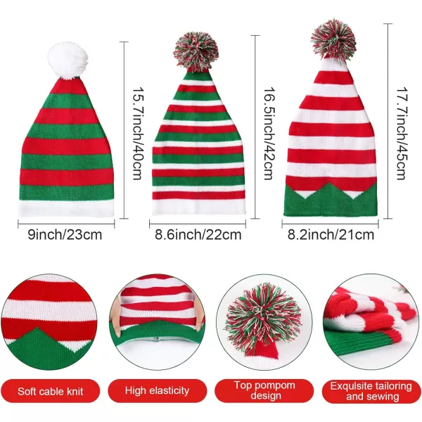 OurWarm Funny Christmas Hats Adults and Kids Elf Hats for Adults 3 or 8 Pcs Christmas Knit Beanie Holiday Hat for WomenColourful