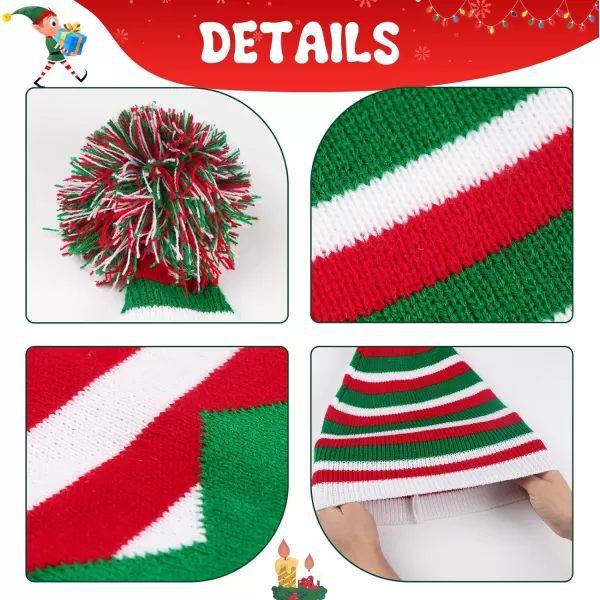 OurWarm Funny Christmas Hats Adults and Kids Elf Hats for Adults 3 or 8 Pcs Christmas Knit Beanie Holiday Hat for WomenColourful