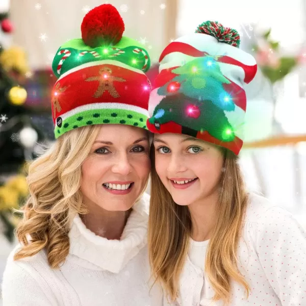 OurWarm Funny Christmas Hats Adults and Kids Elf Hats for Adults 3 or 8 Pcs Christmas Knit Beanie Holiday Hat for WomenRed