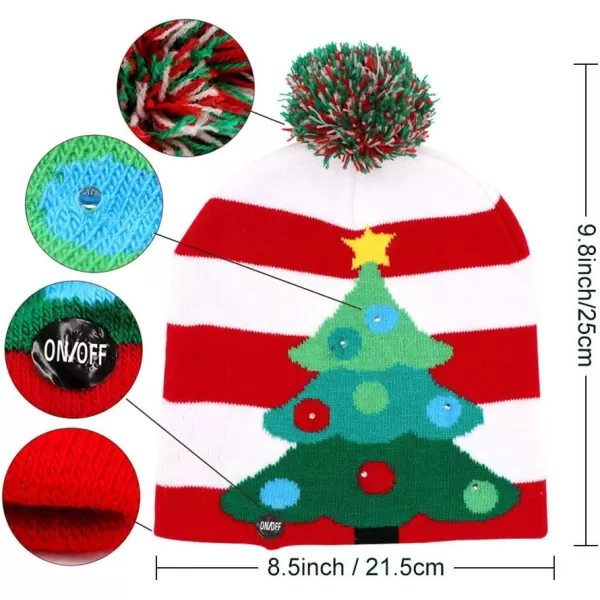 OurWarm Funny Christmas Hats Adults and Kids Elf Hats for Adults 3 or 8 Pcs Christmas Knit Beanie Holiday Hat for WomenRed