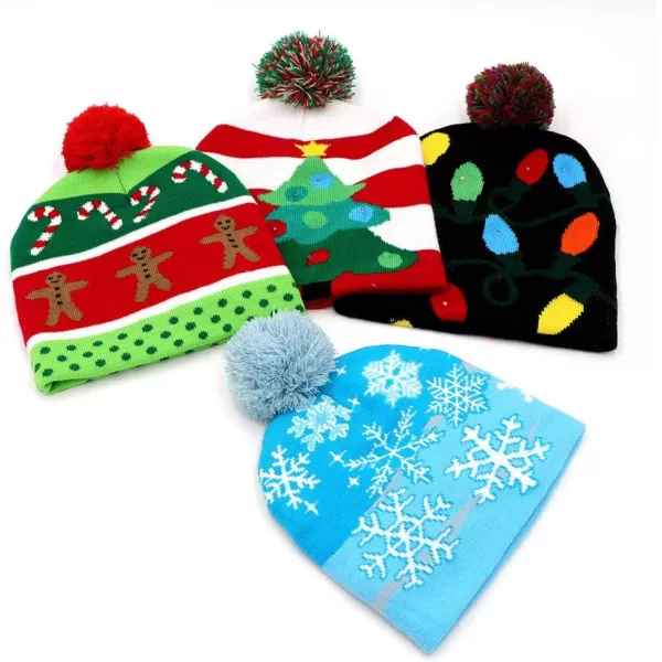 OurWarm Funny Christmas Hats Adults and Kids Elf Hats for Adults 3 or 8 Pcs Christmas Knit Beanie Holiday Hat for WomenRed