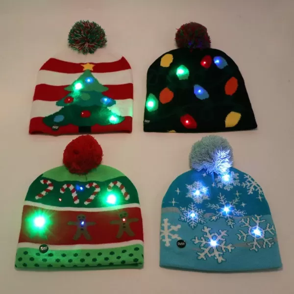 OurWarm LED Beanie Lightup Christmas Hats Xmas Santa Ugly Hat Beanies 6 Colorful Lights Flashing Cap for New Year PartyBlue