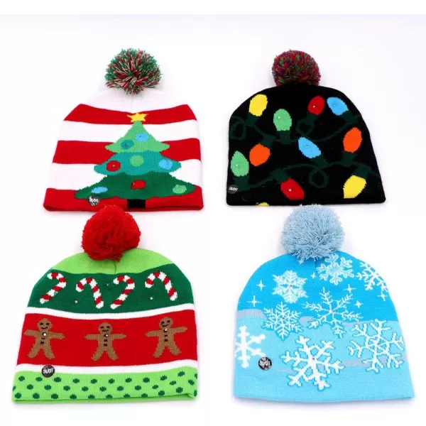 OurWarm LED Beanie Lightup Christmas Hats Xmas Santa Ugly Hat Beanies 6 Colorful Lights Flashing Cap for New Year PartyBlue