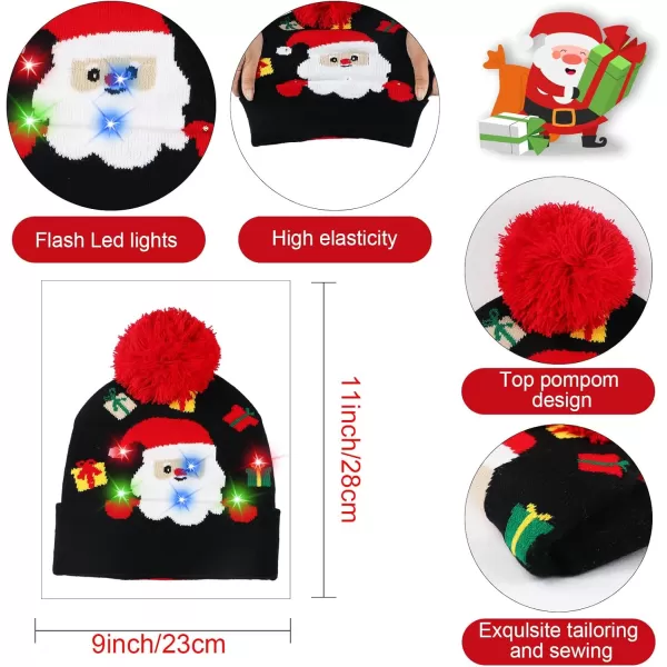 OurWarm LED Lightup Christmas Hats Xmas Santa Ugly Hat Beanies 10 Colorful Lights Flashing Cap for New Year Party Green Color5 Colors