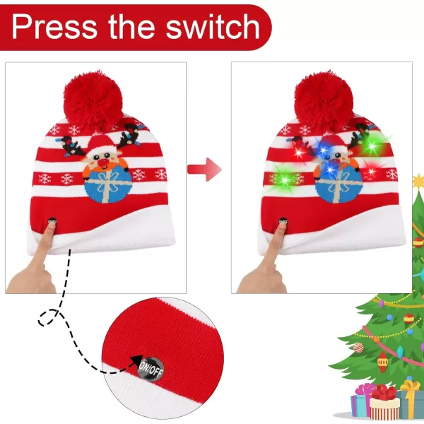 OurWarm LED Lightup Christmas Hats Xmas Santa Ugly Hat Beanies 10 Colorful Lights Flashing Cap for New Year Party Green Color5 Colors