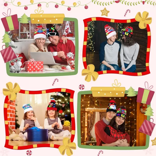 OurWarm LED Lightup Christmas Hats Xmas Santa Ugly Hat Beanies 10 Colorful Lights Flashing Cap for New Year Party Green Color5 Colors