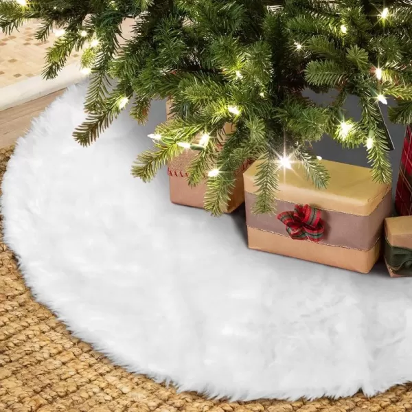 Aytai Christmas Tree Skirt 48 Inch White Faux Fur Christmas Tree Skirt Luxury Tree Skirts for Holiday Christmas Decorations36IN