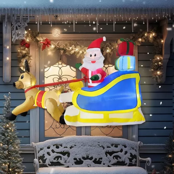 OurWarm 5FT Christmas Inflatables Outdoor Decorations Reindeer Santa Broke Out Window Inflatable Christmas Blow up Yard Decorations Inflatable Christmas Decorations for Windows Outdoor Party Decor5FT Reindeer Santa