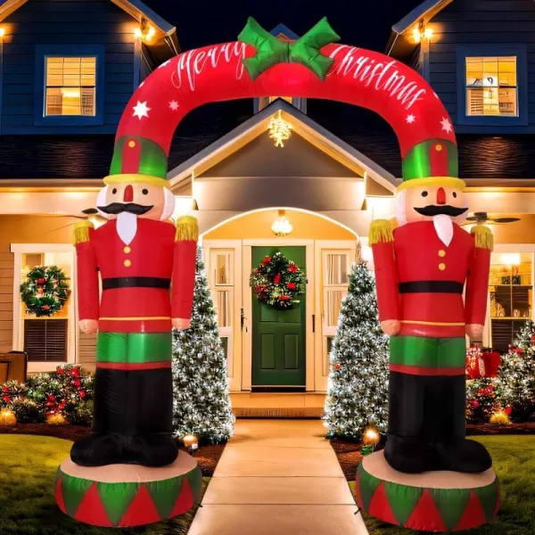 OurWarm 8FT Christmas Inflatables Candy Cane Archway Santa Penguin and Snowman Inflatable Arch Blow Up Yard Decorations with Builtin LED Lights Outdoor Yard Lawn Garden Party Holiday Xmas DecorNutcracker Soldier