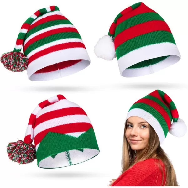 OurWarm Funny Christmas Hats Adults and Kids Elf Hats for Adults 3 or 8 Pcs Christmas Knit Beanie Holiday Hat for WomenColourful