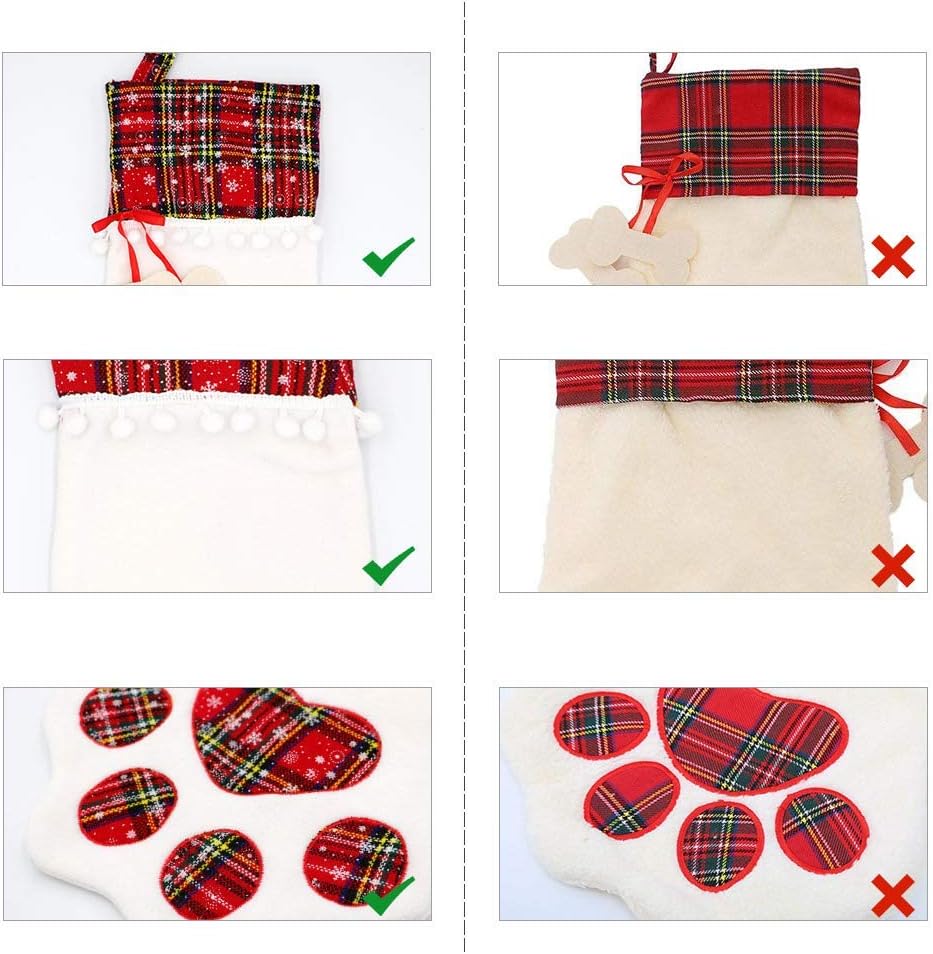 OurWarm Pet Dog Christmas Stocking Red Hanging Christmas Stockings with Large Dog Paw for Christmas Fireplace Decorations 18 x 11 InchDog Bone Tag