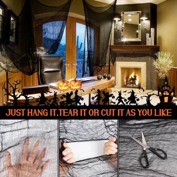 OurWarm 6Pcs Black Halloween Creepy Cloth 3072inch Scary Spooky Gauze Cloth Clearance for Indoor Outdoor Halloween Decorations Halloween Party Haunted House Windows Doorways Decor3072inch
