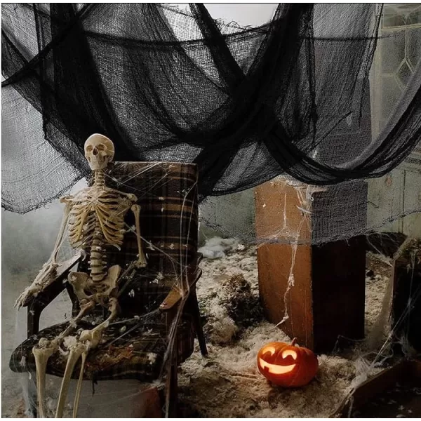 OurWarm 6Pcs Black Halloween Creepy Cloth 3072inch Scary Spooky Gauze Cloth Clearance for Indoor Outdoor Halloween Decorations Halloween Party Haunted House Windows Doorways Decor3072inch