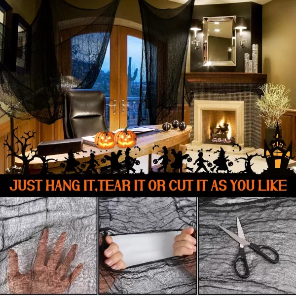 OurWarm 6Pcs Black Halloween Creepy Cloth 3072inch Scary Spooky Gauze Cloth Clearance for Indoor Outdoor Halloween Decorations Halloween Party Haunted House Windows Doorways Decor78512inch