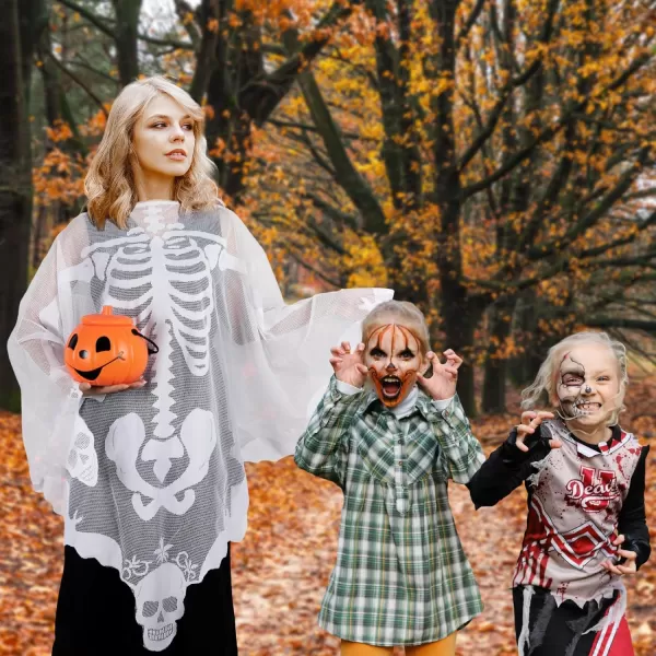 OurWarm White Lace Skeleton Poncho Halloween Poncho Halloween Costumes for Women Day of The Dead Costume 60 x 60 InchOurWarm White Lace Skeleton Poncho Halloween Poncho Halloween Costumes for Women Day of The Dead Costume 60 x 60 Inch