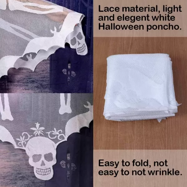 OurWarm White Lace Skeleton Poncho Halloween Poncho Halloween Costumes for Women Day of The Dead Costume 60 x 60 InchOurWarm White Lace Skeleton Poncho Halloween Poncho Halloween Costumes for Women Day of The Dead Costume 60 x 60 Inch