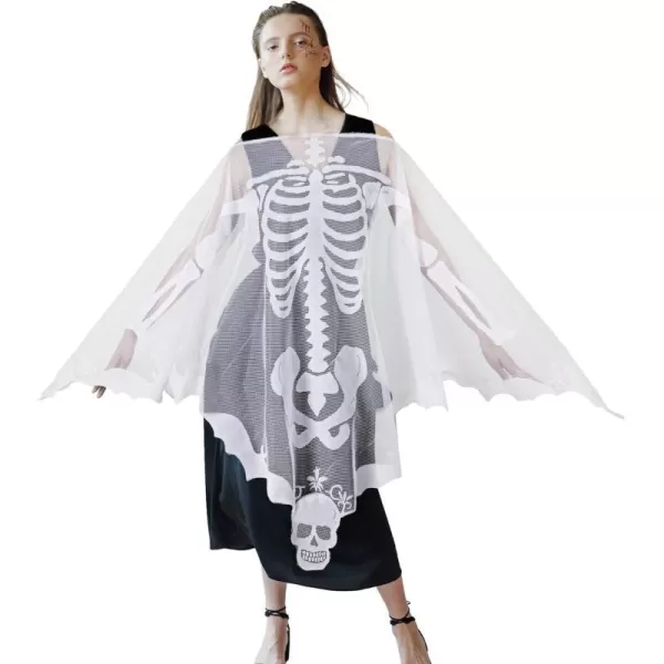 OurWarm White Lace Skeleton Poncho Halloween Poncho Halloween Costumes for Women Day of The Dead Costume 60 x 60 InchOurWarm White Lace Skeleton Poncho Halloween Poncho Halloween Costumes for Women Day of The Dead Costume 60 x 60 Inch