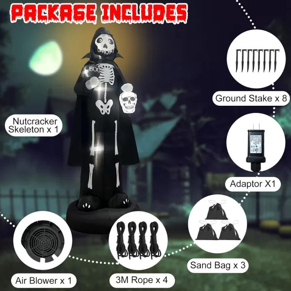 OurWarm 10FT Halloween Inflatables Outdoor Decorations Large Scary Skeleton Inflatable with Buildin LED Halloween Blow Up Yard Decor for Party Outdoor Yard Garden LawnSkeleton Ghost Inflatable