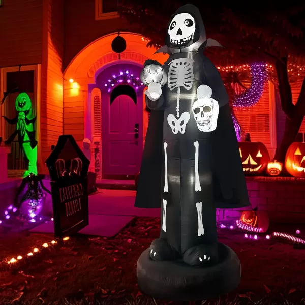 OurWarm 10FT Halloween Inflatables Outdoor Decorations Large Scary Skeleton Inflatable with Buildin LED Halloween Blow Up Yard Decor for Party Outdoor Yard Garden LawnSkeleton Ghost Inflatable
