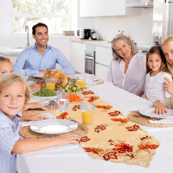 OurWarm 15 x 67 Inch Embroidered Maple Leaves Table Runner Handmade Table Cover for Fall and Thanksgiving Party DecorationOurWarm 15 x 67 Inch Embroidered Maple Leaves Table Runner Handmade Table Cover for Fall and Thanksgiving Party Decoration