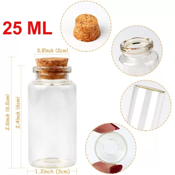 OurWarm 48PCS 25ml Glass Bottles with Cork Stoppers Mini Small Glass Bottles Clear Vials Glass Favor Jars with Tags and Ropes for Wedding Favors DIY Crafts Baby Shower Birthday Home Decorations25ml  48pcs