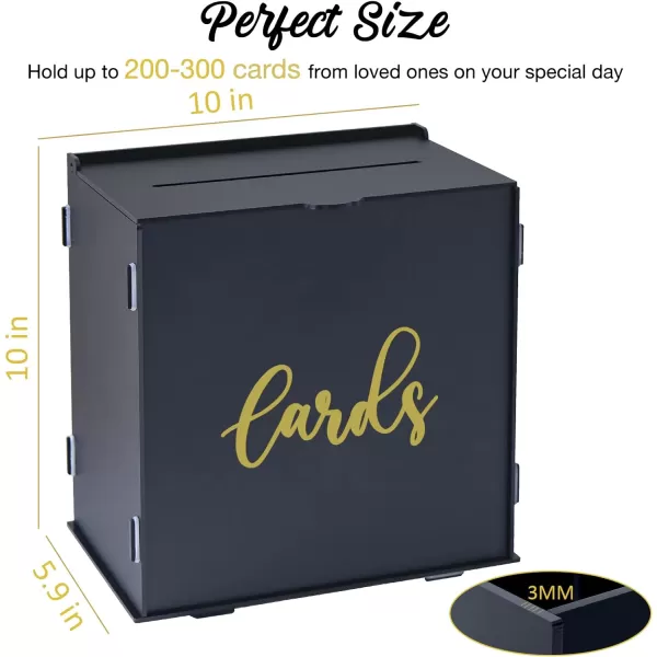 OurWarm Acrylic Wedding Card Box for Wedding Reception Large Black Glossy Gift Card Box DIY Wedding Envelope Money Memory Box for Party Graduation Birthday Baby Shower Decorations10x10x59 inchesFrosted