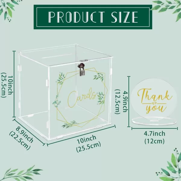 OurWarm Acrylic Wedding Card Box with Lock Gift Card Box for Wedding Reception Wedding Money Card Box for Party Graduation Birthday Baby Shower Decorations10L x 10W x 9H