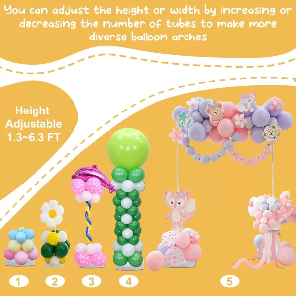 OurWarm Balloon Column Kit Set of 2 63 inch Balloon Column Stand with Base and Pole Adjustable Balloon Arch Tower Pillar Kit for Wedding Birthday Party Baby Shower Graduation DecorationsSquare balloon stand