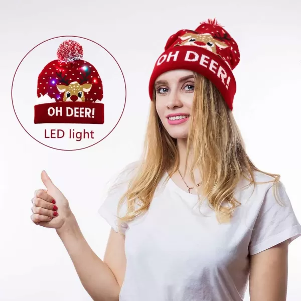 OurWarm Light Up Christmas Hat Knit Ugly Hat Family Xmas Party Holiday Christmas BeanieOurWarm Light Up Christmas Hat Knit Ugly Hat Family Xmas Party Holiday Christmas Beanie