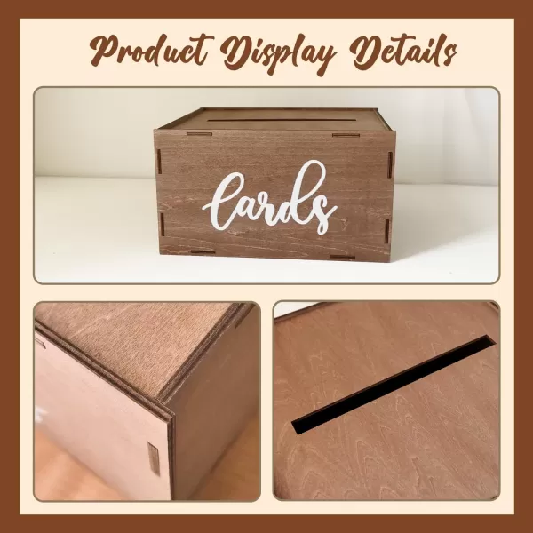 OurWarm Silver Wedding Card Box for Wedding Reception Wooden Card Boxes with Light Gift Card Box Money Holder with Lock for Reception Anniversary Shower Rustic Wedding Decorations Birthday GraduationBrown